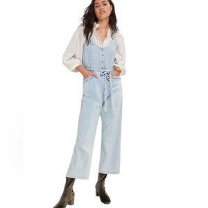 Anthropologie Paige Celia Cropped Denim Wide-Leg Jumpsuit Size S